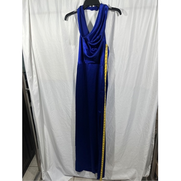 NEW Aidan by Aidan Mattox [ 6 ]‎ Satin Cowl Neck Gown in Royal Sapphire - Picture 7 of 16